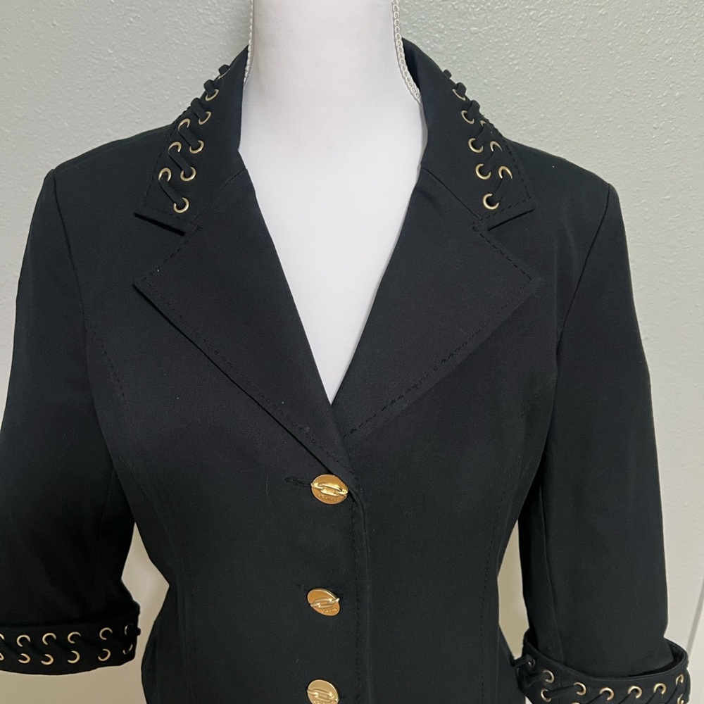 St. John Elegant Black Jacket with Gold Accents - Picture 3 of 12
